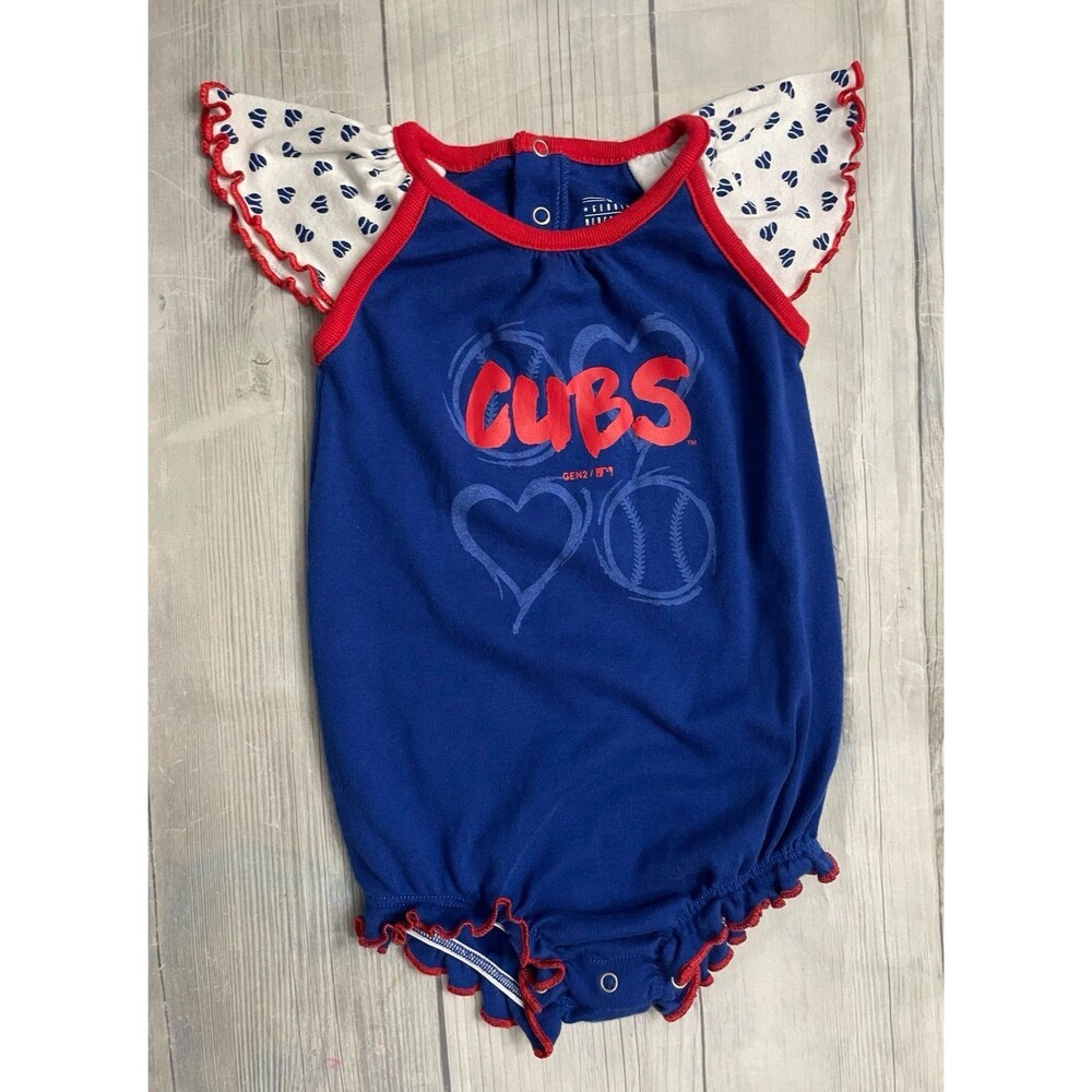 MLB Chicago Cubs Baseball Baby Girl Onesie Bodysuit Outfit, Size 12 months